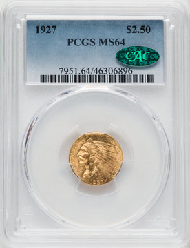 1927 $2.50 CAC Indian Quarter Eagle PCGS MS64