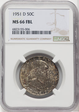 1951-D 50C FL Franklin Half Dollar NGC MS66