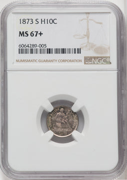 1873-S H10C Seated Half Dime NGC MS67+