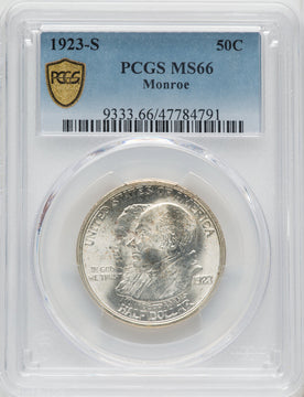 1923-S 50C Monroe Commemorative Silver PCGS MS66