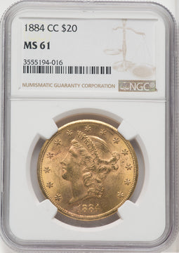 1884-CC $20 Liberty Double Eagle NGC MS61 (762811042)