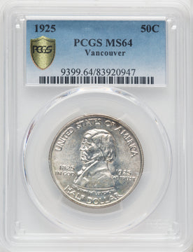 1925 50C Vancouver Commemorative Silver PCGS MS64