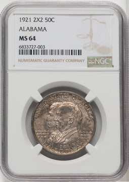 1921 50C Alabama 2X2 Commemorative Silver NGC MS64