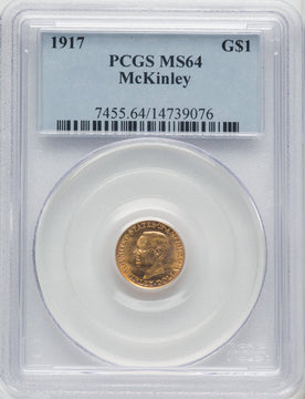 1917 G$1 McKinley Commemorative Gold PCGS MS64