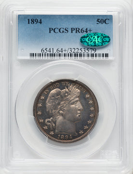 1894 50C CAC Proof Barber Half Dollar PCGS PR64+