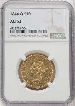 1844-O $10 Liberty Eagle NGC AU53