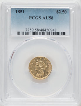 1851 $2.50 Liberty Quarter Eagle PCGS AU58
