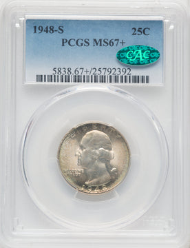 1948-S 25C CAC Washington Quarter PCGS MS67+