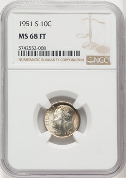 1951-S 10C FB Roosevelt Dime NGC MS68