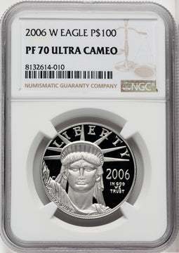 2006-W $100 One-Ounce Platinum Eagle Statue of Liberty Brown Label NGC PF70