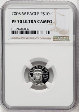 2003 W $10 Tenth oz Platinum American Eagle Brown Label NGC PF70
