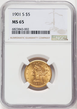 1901-S $5 Liberty Half Eagle NGC MS65 (763101003)