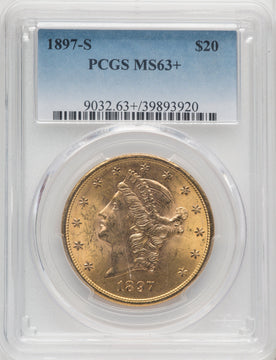 1897-S $20 Liberty Double Eagle PCGS MS63+