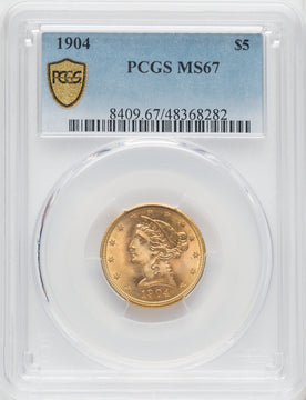 1904 $5 Liberty Half Eagle PCGS MS67