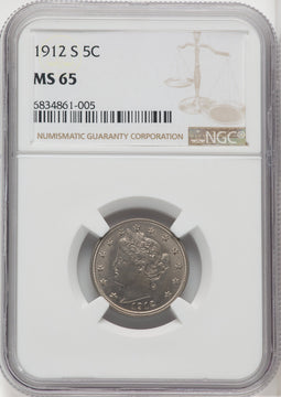 1912-S 5C Liberty Nickel NGC MS65
