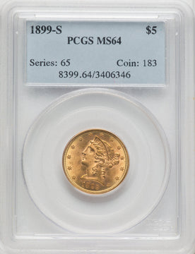 1899-S $5 Liberty Half Eagle PCGS MS64