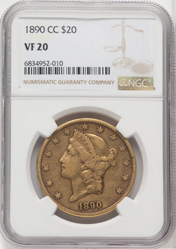 1890-CC $20 Liberty Double Eagle NGC VF20