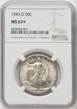 1943-D 50C Walking Liberty Half Dollar NGC MS67+