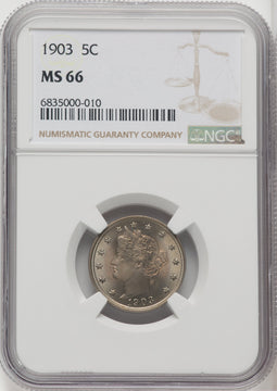 1903 5C Liberty Nickel NGC MS66
