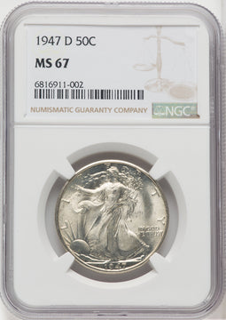 1947-D 50C Walking Liberty Half Dollar NGC MS67 (518784197)