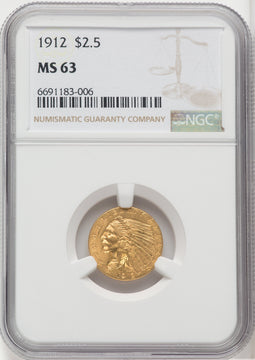 1912 $2.50 Indian Quarter Eagle NGC MS63