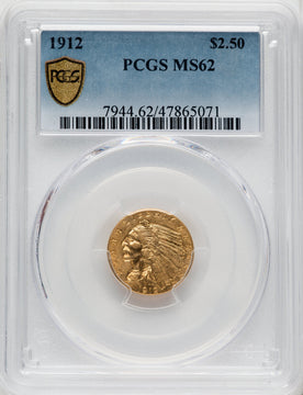 1912 $2.50 Indian Quarter Eagle PCGS MS62