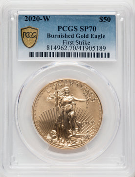 2020-W 1 oz Burnished Gold Eagle First Strike PCGS SP70