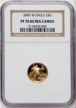 2005-W 4-Coin Set Gold American Eagle Brown Label NGC PF70
