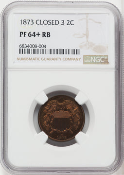 1873 2C CLOSED 3 RB Proof Two Cent Pieces NGC PR64+