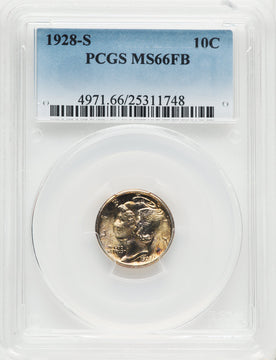 1928-S 10C FB Mercury Dime PCGS MS66