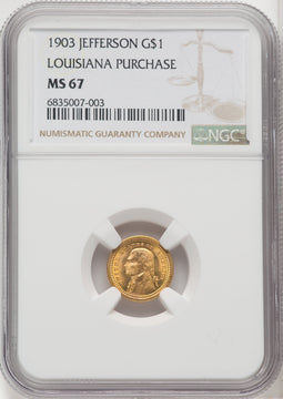 1903 G$1 JEFF Commemorative Gold NGC MS67