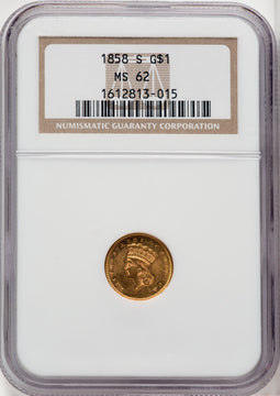 1858-S G$1 Gold Dollar NGC MS62