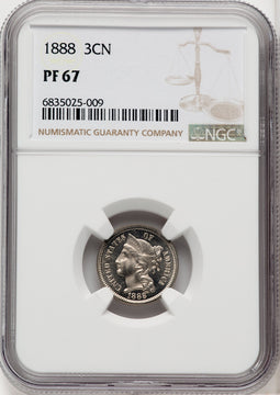 1888 3CN Proof Three Cent Nickel NGC PR67