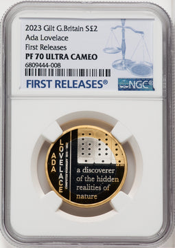 2023 Gilt G. Britain Ada Lovelace First Releases NGC PF70