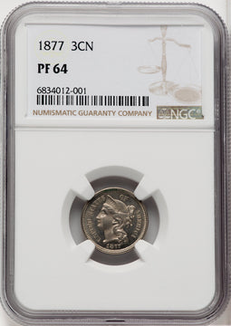 1877 3CN Proof Three Cent Nickel NGC PR64