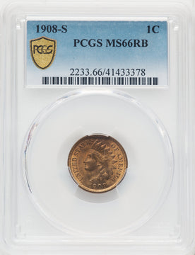 1908-S 1C RB Indian Cent PCGS MS66