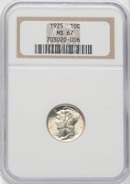 1925 10C Mercury Dime NGC MS67