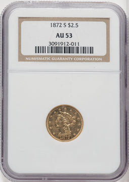 1872-S $2.50 Liberty Quarter Eagle NGC AU53