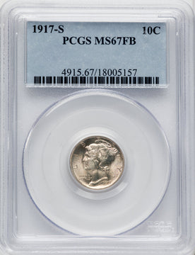 1917-S 10C FB Mercury Dime PCGS MS67