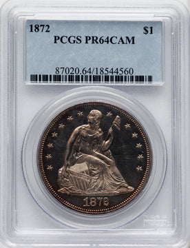 1872 S$1 CA Proof Seated Dollar PCGS PR64