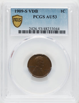 1909-S 1C VDB BN Lincoln Cent PCGS AU53