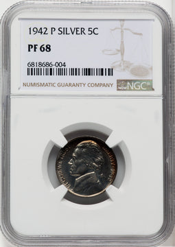 1942-P 5C TYPE 2 Proof Jefferson Nickel NGC PR68 (518973113)
