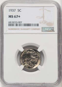 1937 5C Buffalo Nickel NGC MS67+ (518973106)