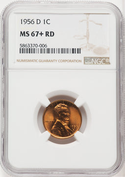 1956-D 1C RD Lincoln Cent NGC MS67+