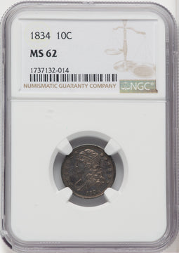 1834 10C Bust Dime NGC MS62