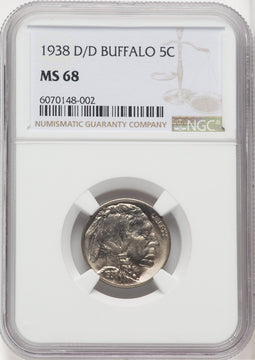 1938-D/D 5C Buffalo Nickel NGC MS68