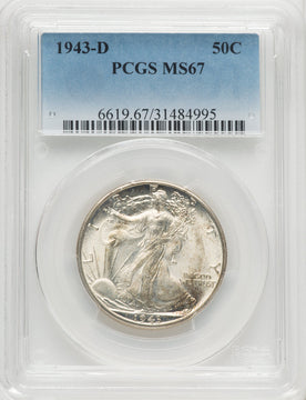 1943-D 50C Walking Liberty Half Dollar PCGS MS67