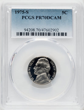 1975-S 5C Proof Jefferson Nickel PCGS PR70