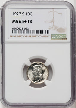 1927-S 10C FB Mercury Dime NGC MS65+