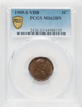 1909-S 1C VDB BN Lincoln Cent PCGS MS63